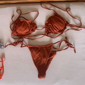 Rust burnt orange tie wrap bikini sexy size M